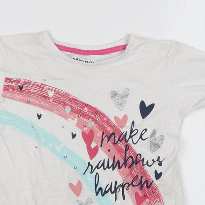 Minnie Minors Girls White   Basic T-Shirt Size 4 Years
