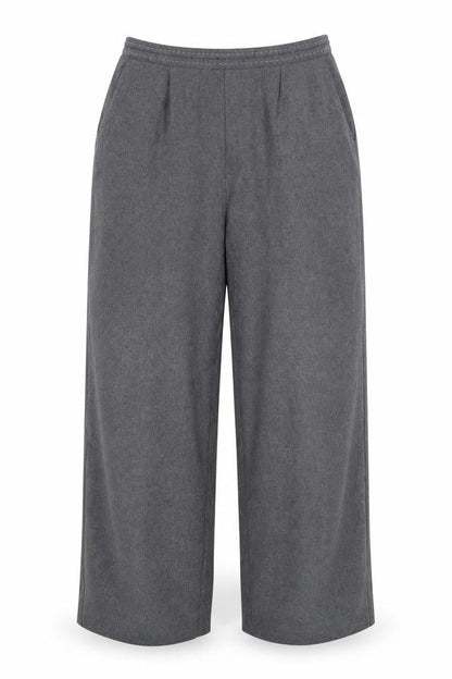 Front view of Bonmarché women’s grey trousers, size UK 12, 27-inch leg