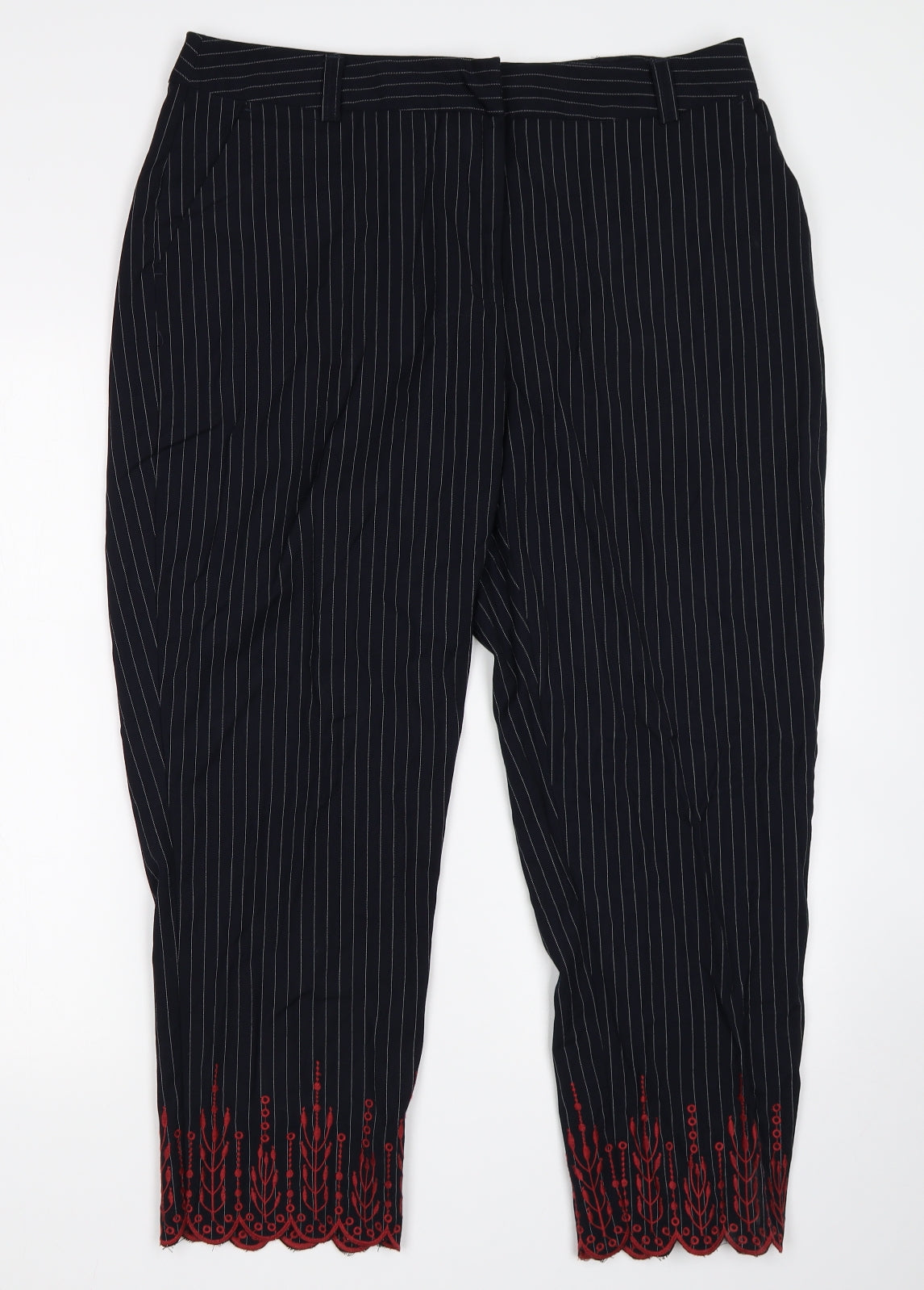 New Look  Womens Blue Striped  Trousers  Size 16 L26 in