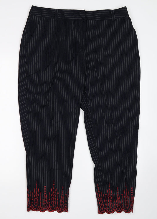 New Look  Womens Blue Striped  Trousers  Size 16 L26 in