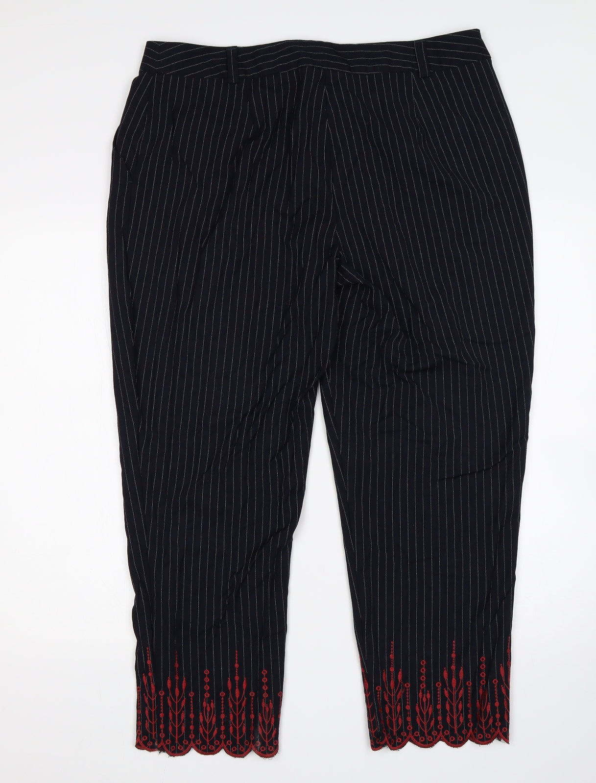 New Look  Womens Blue Striped  Trousers  Size 16 L26 in