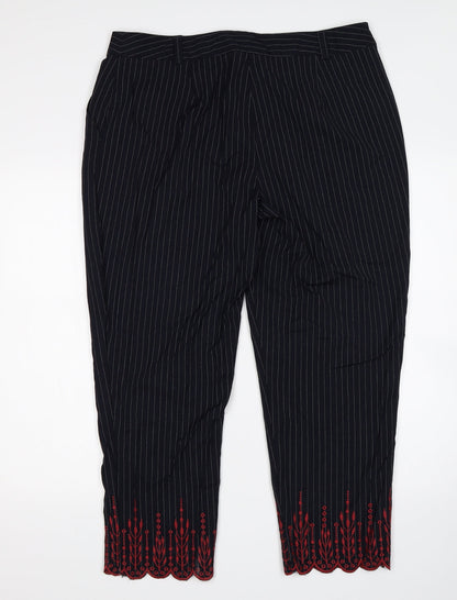 New Look  Womens Blue Striped  Trousers  Size 16 L26 in