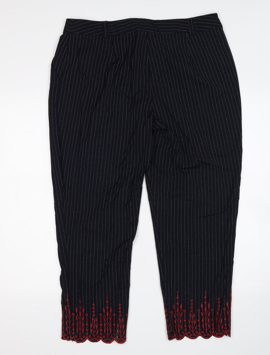 New Look  Womens Blue Striped  Trousers  Size 16 L26 in