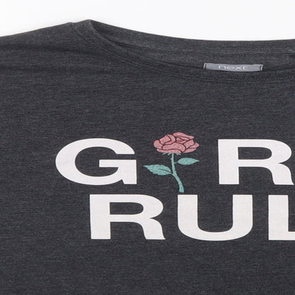 Close-up detail of Next girls’ grey basic t-shirt, size 7, years