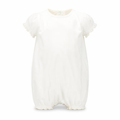 Front view of mamas & papas White Babygrow One-Piece, size 9-12, Months