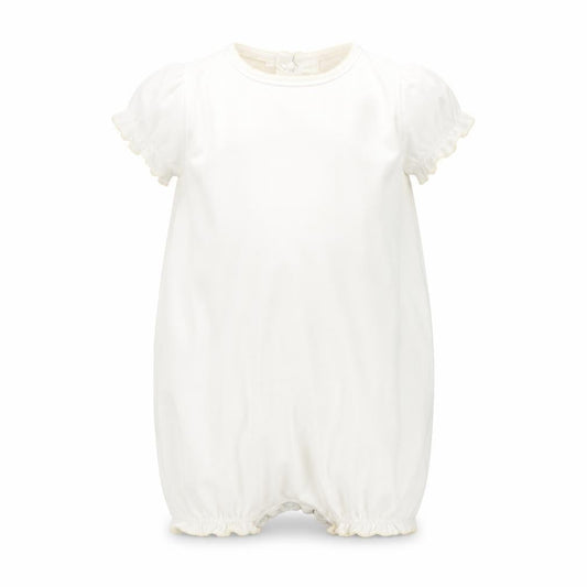Front view of mamas & papas White Babygrow One-Piece, size 9-12, Months