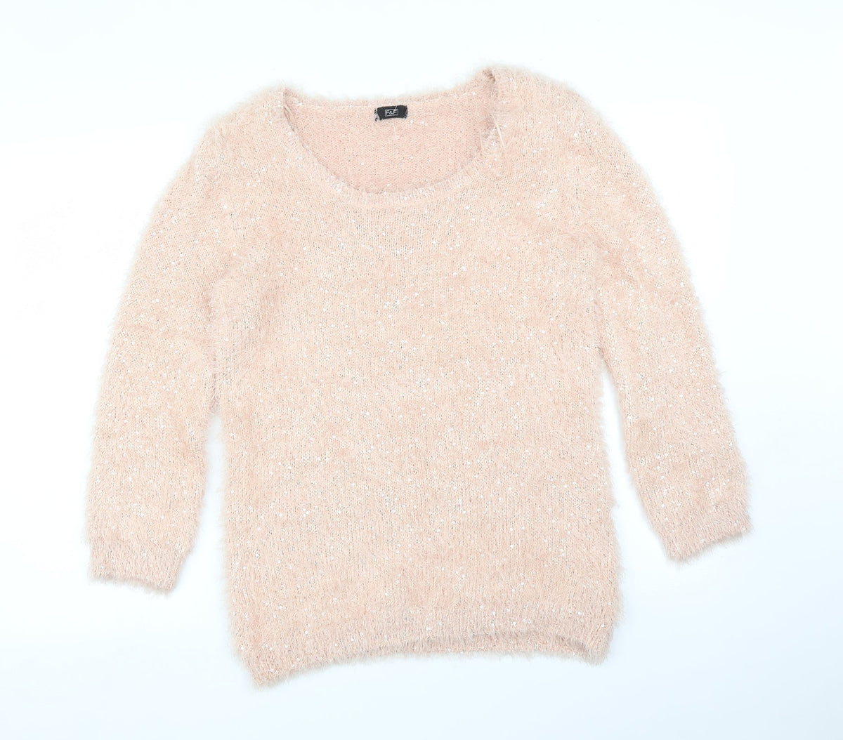 Additional front view of F&F women’s pink pullover sweatshirt, size UK 14