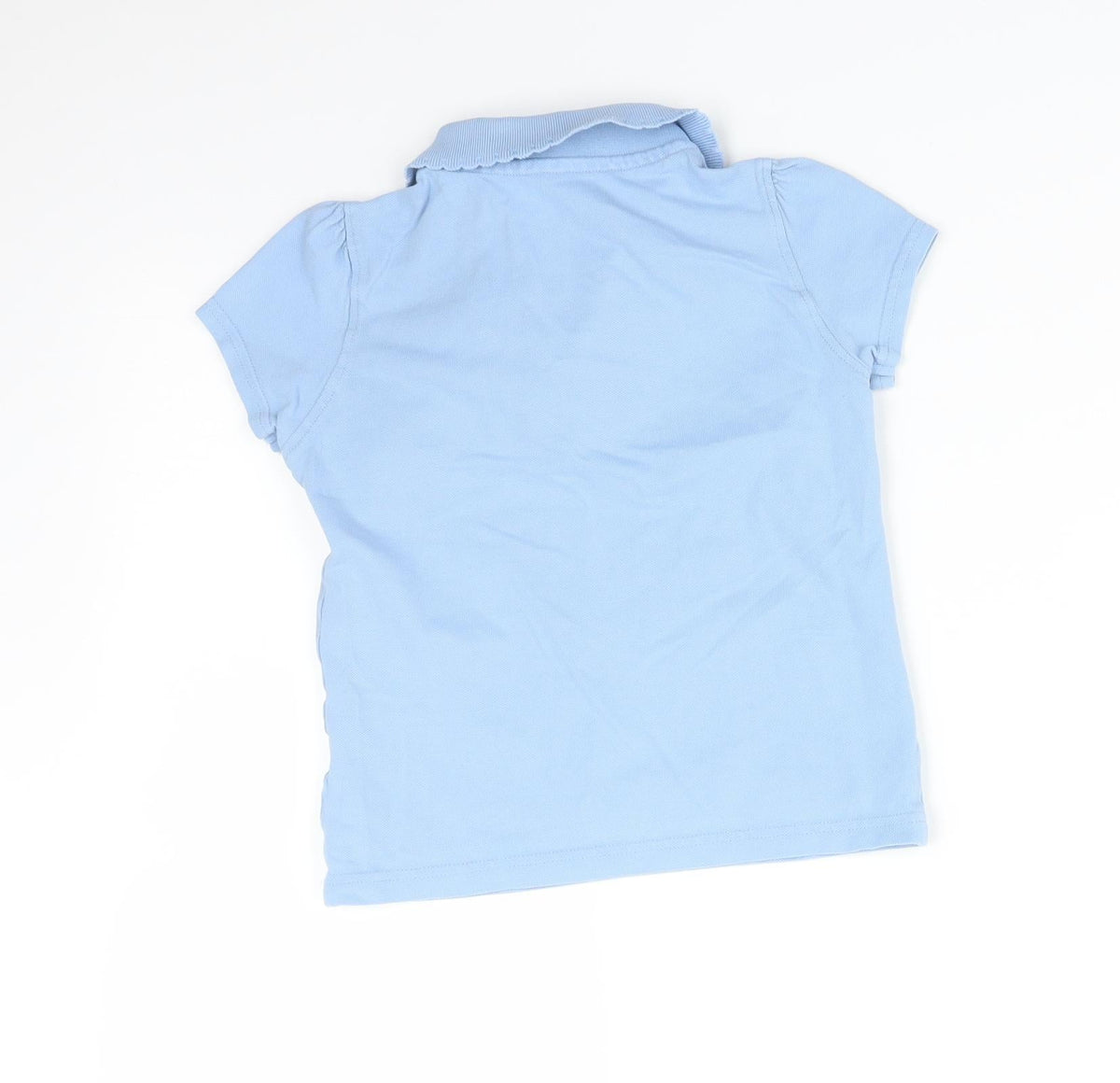 Back view of girls’ blue basic polo