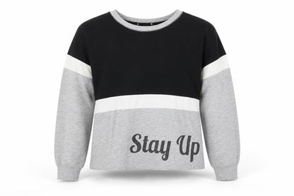 Front view of New Look girls’ multicoloured striped pullover sweatshirt, size L