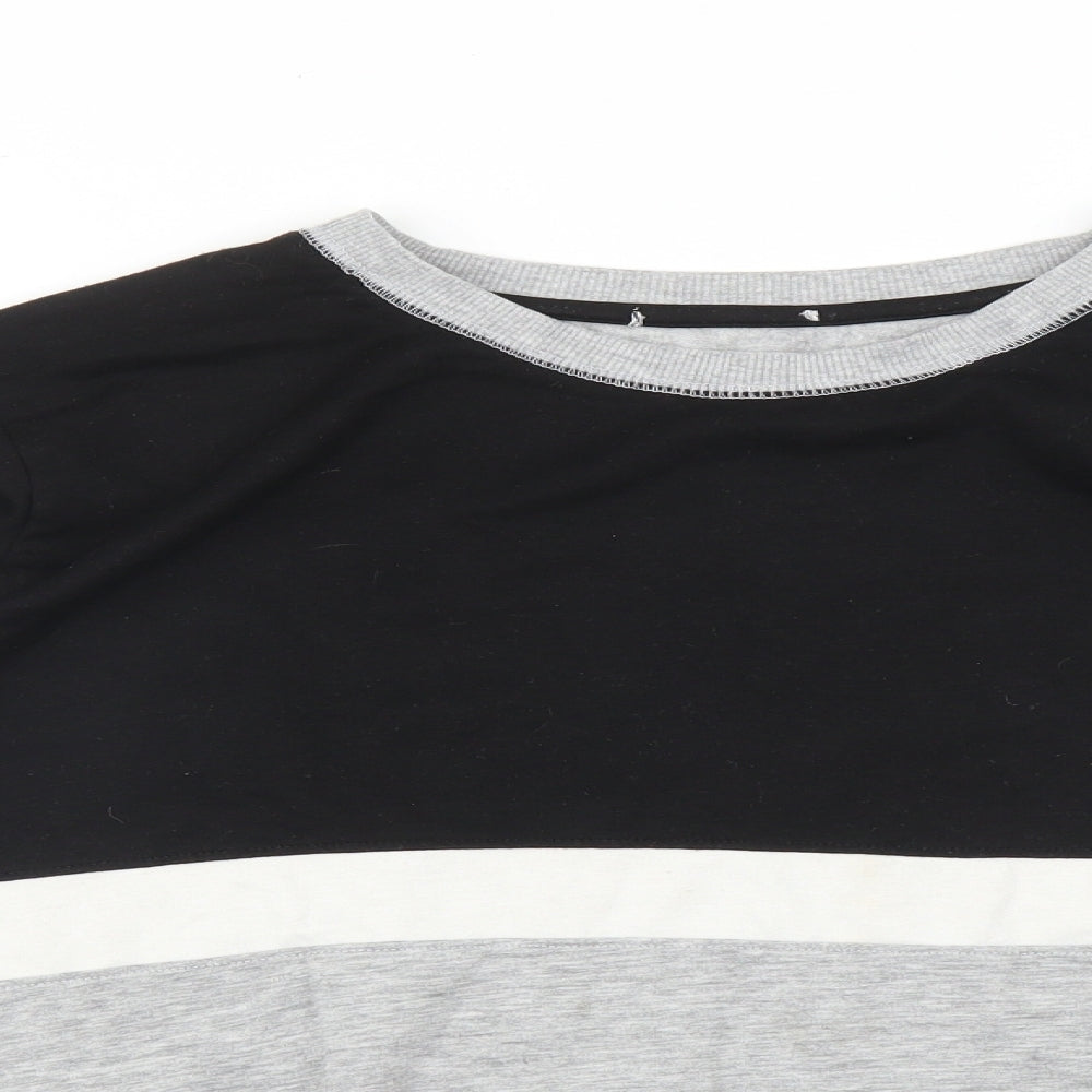 Close-up detail of New Look girls’ multicoloured striped pullover sweatshirt, size L