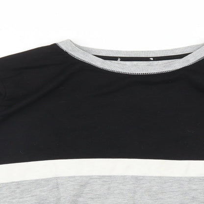 Close-up detail of New Look girls’ multicoloured striped pullover sweatshirt, size L