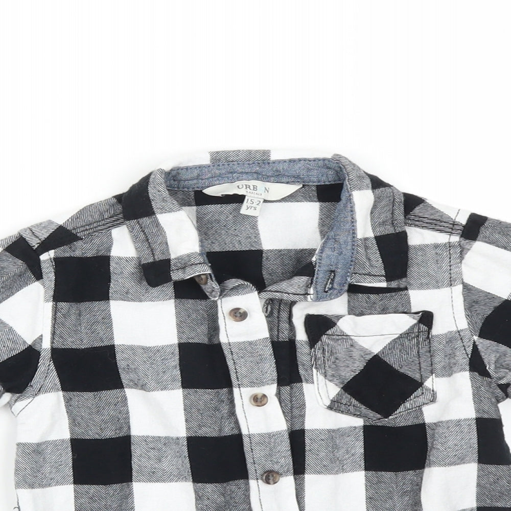 Close-up detail of Urban Baby Multicoloured Check Basic Button-Up, size 18-24, Months