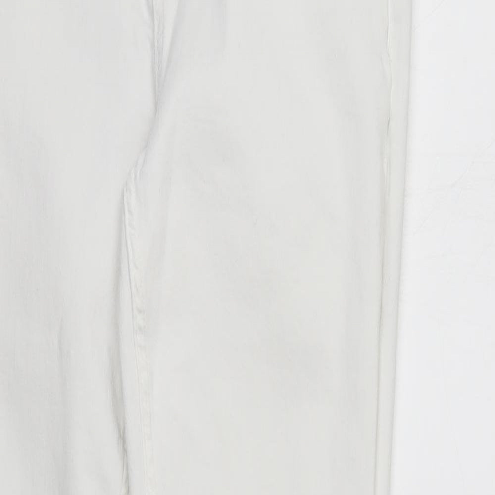 M&S Womens White  Denim Straight Jeans Size 12 L30 in - Elastic Waist