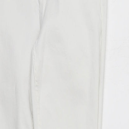 M&S Womens White  Denim Straight Jeans Size 12 L30 in - Elastic Waist
