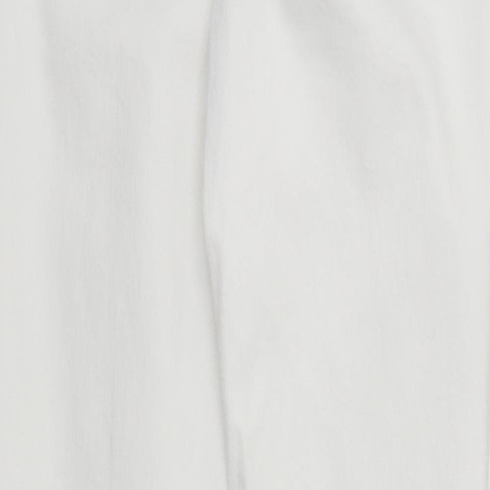 M&S Womens White  Denim Straight Jeans Size 12 L30 in - Elastic Waist