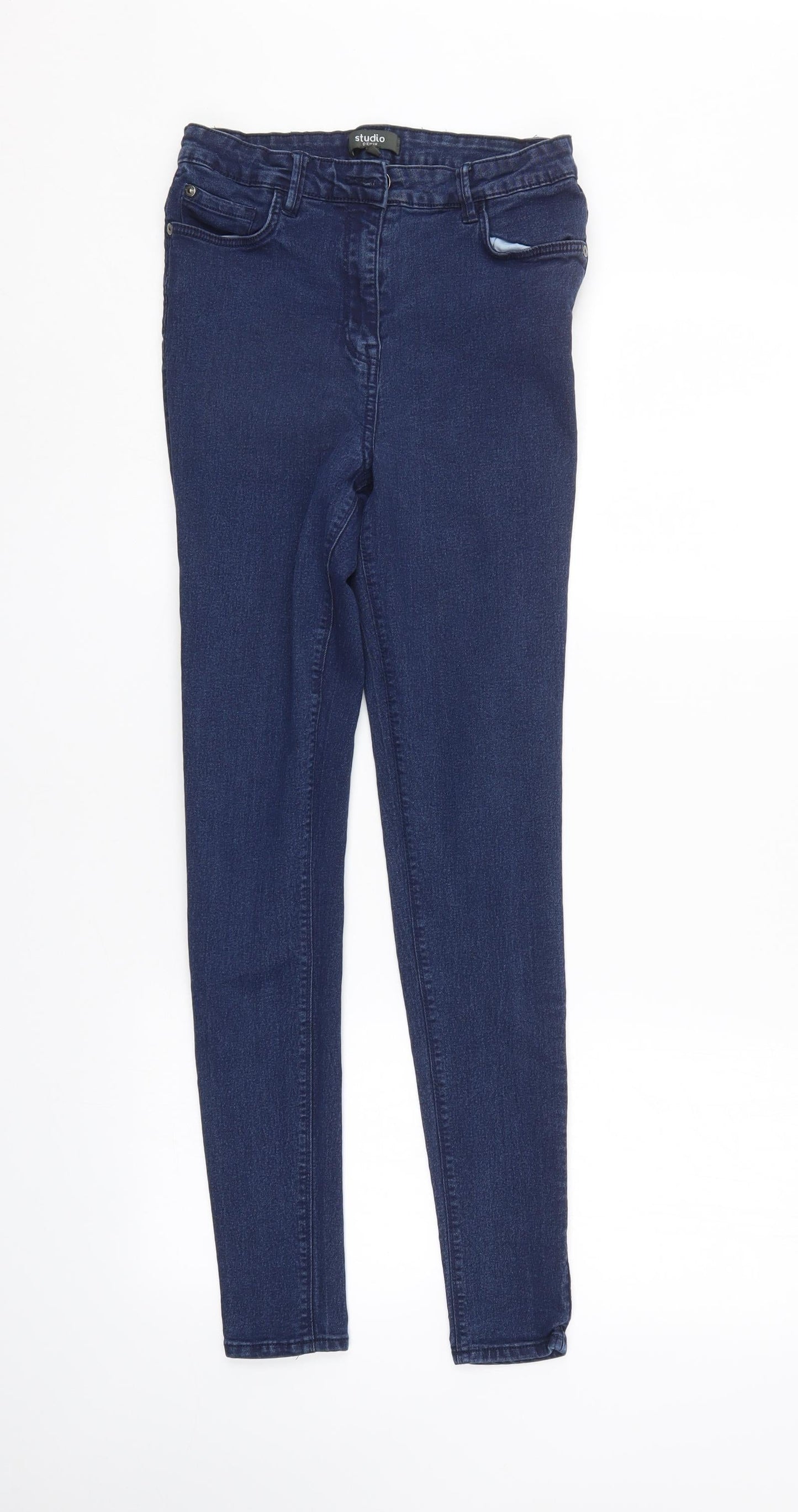 Womens UK Size 12 Studio Regular Fit Tapered Blue Jeans