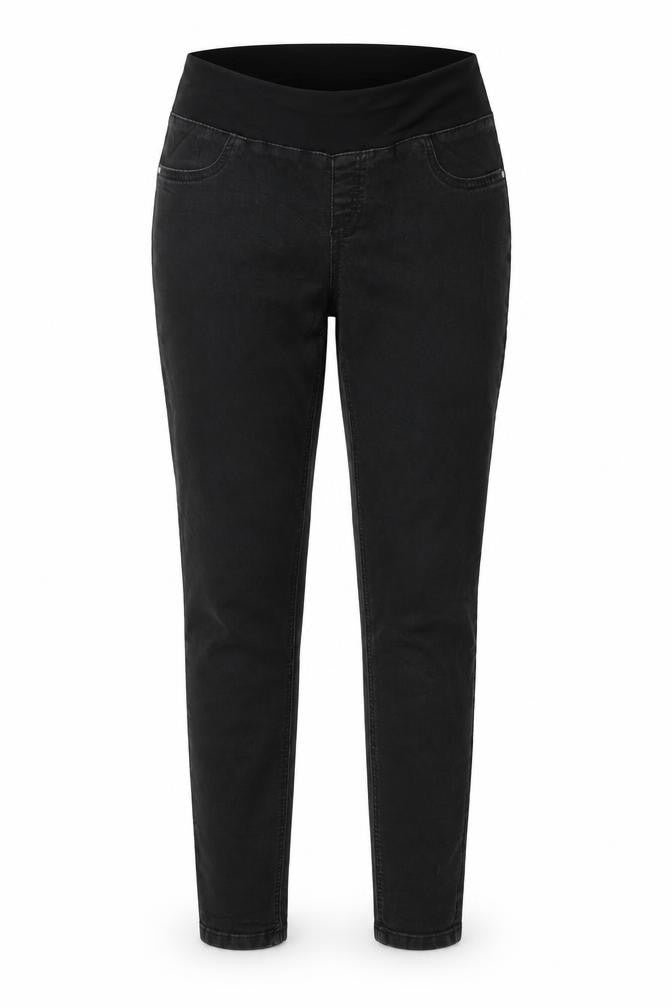 Front view of Dorothy Perkins women’s black denim straight jeans, size UK 8, 27-inch leg