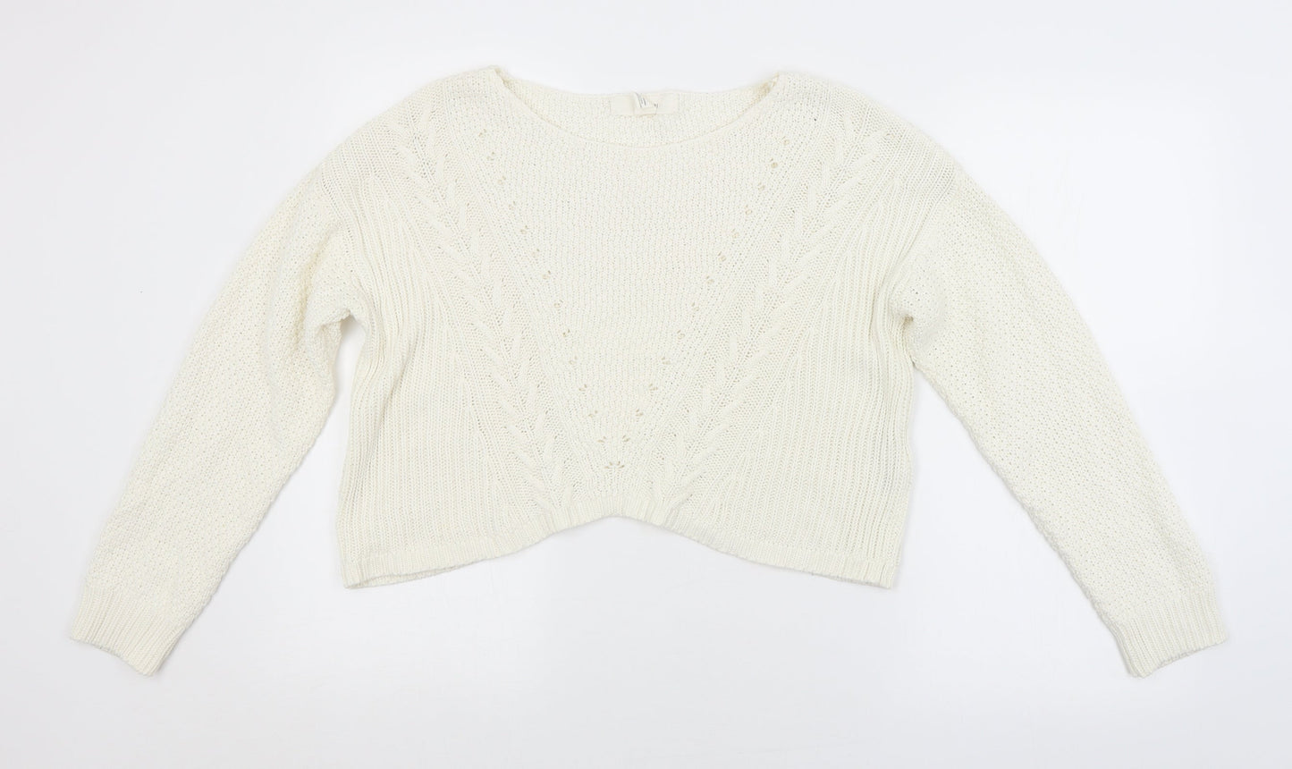 FOREVER 21 Womens White Argyle/Diamond  Pullover Jumper Size L