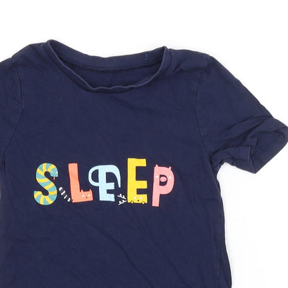 Close-up detail of George boys’ blue basic t-shirt, size 5-6, years