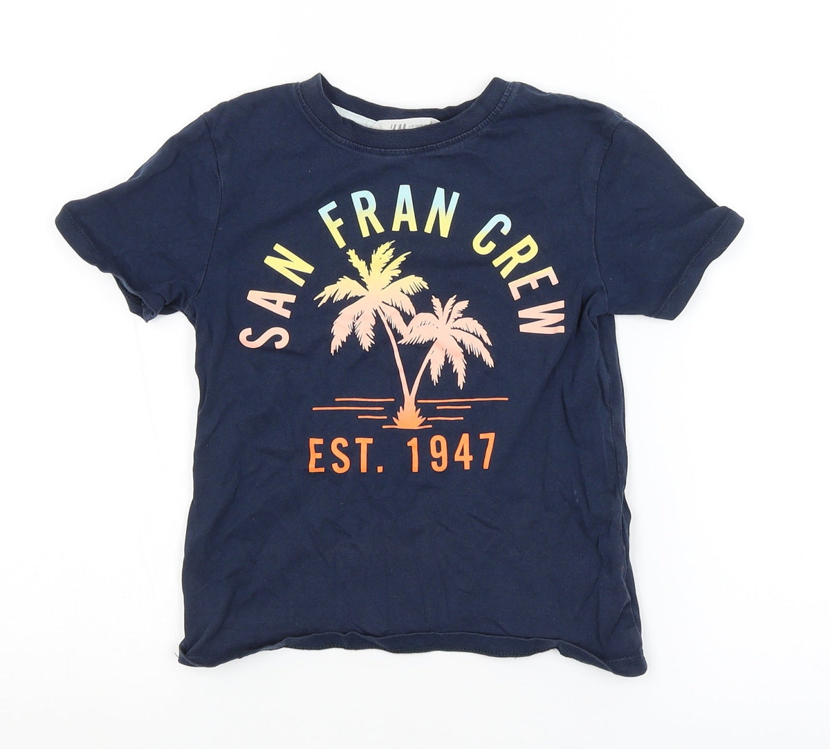 Additional front view of H&M girls’ blue basic t-shirt, size 5-6, years