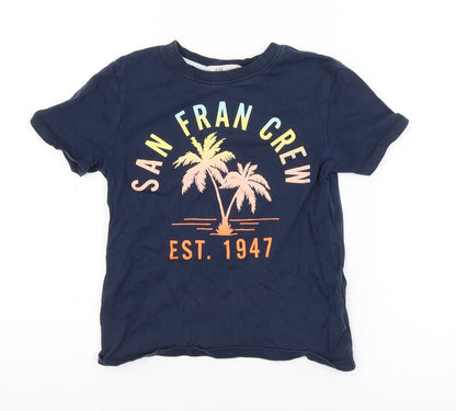 Additional front view of H&M girls’ blue basic t-shirt, size 5-6, years