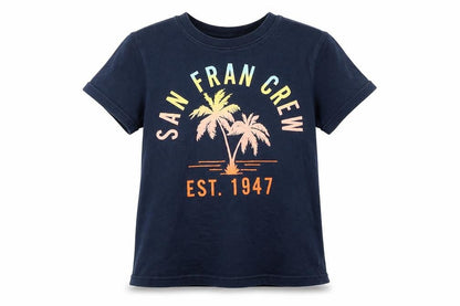 Front view of H&M girls’ blue basic t-shirt, size 5-6, years