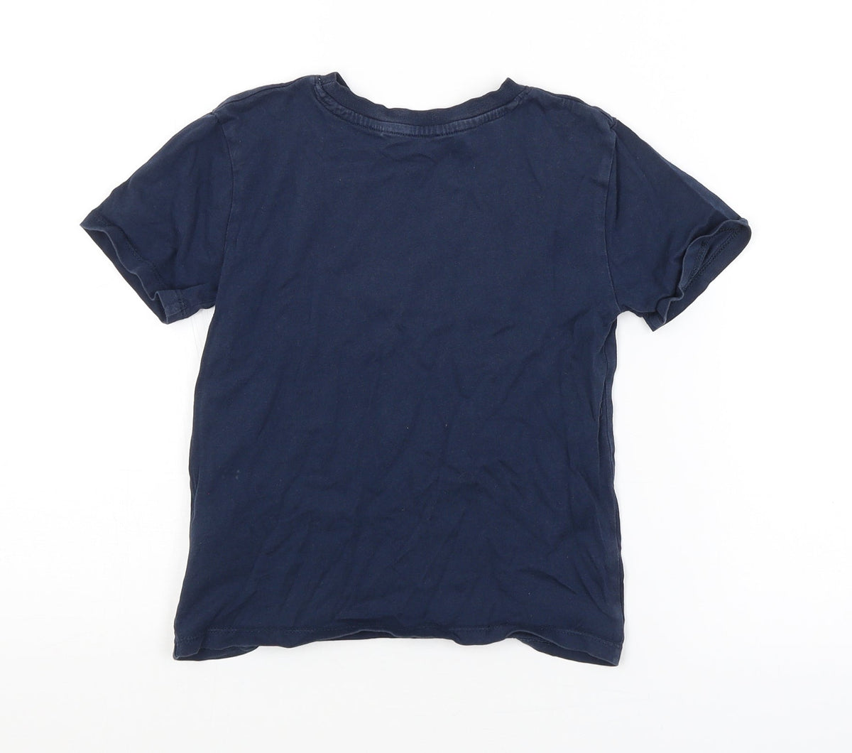 Back view of H&M girls’ blue basic t-shirt, size 5-6, years