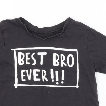 Close-up detail of George boys’ grey basic t-shirt, size 5-6, years