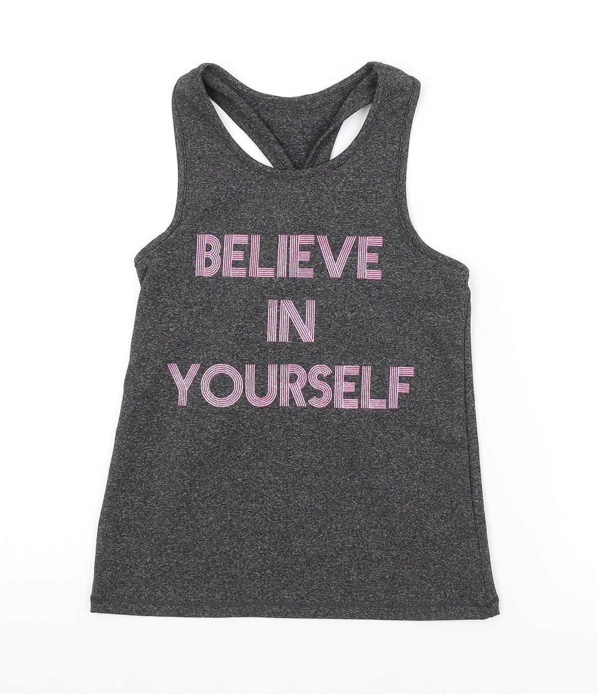 Additional front view of George girls’ grey basic tank, size 8-9, years