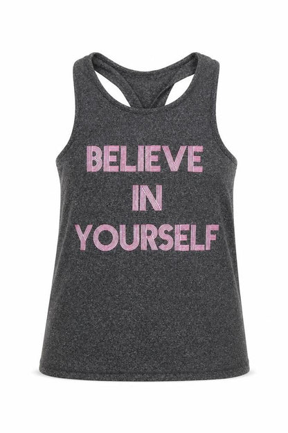 Front view of George girls’ grey basic tank, size 8-9, years