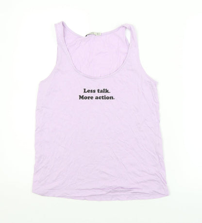 Womens UK Size S Stradivarius Purple Basic Tank