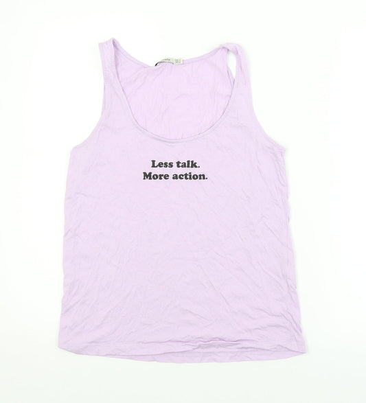 Womens UK Size S Stradivarius Purple Basic Tank