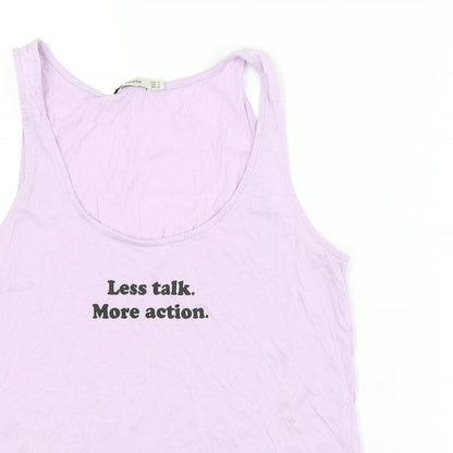 Womens UK Size S Stradivarius Purple Basic Tank