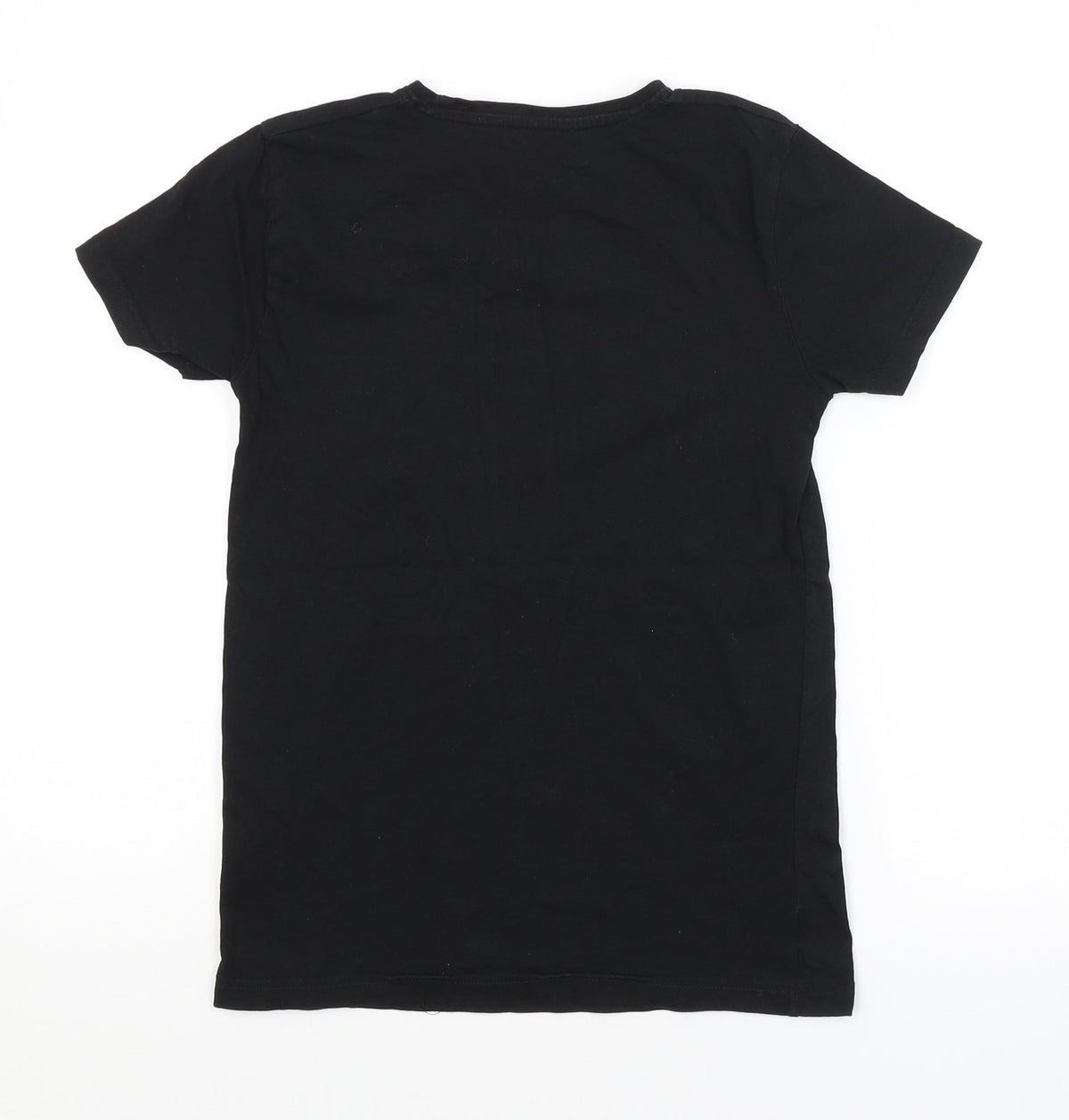 Back view of OUTLAWS boys’ black basic t-shirt, size 11-12, years