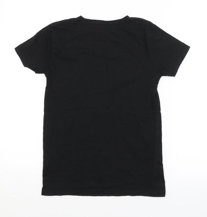 Back view of OUTLAWS boys’ black basic t-shirt, size 11-12, years