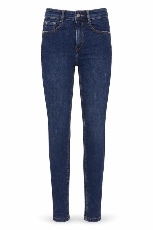 Front view of Pull&Bear women’s blue denim skinny jeans, size UK 4, 28-inch leg