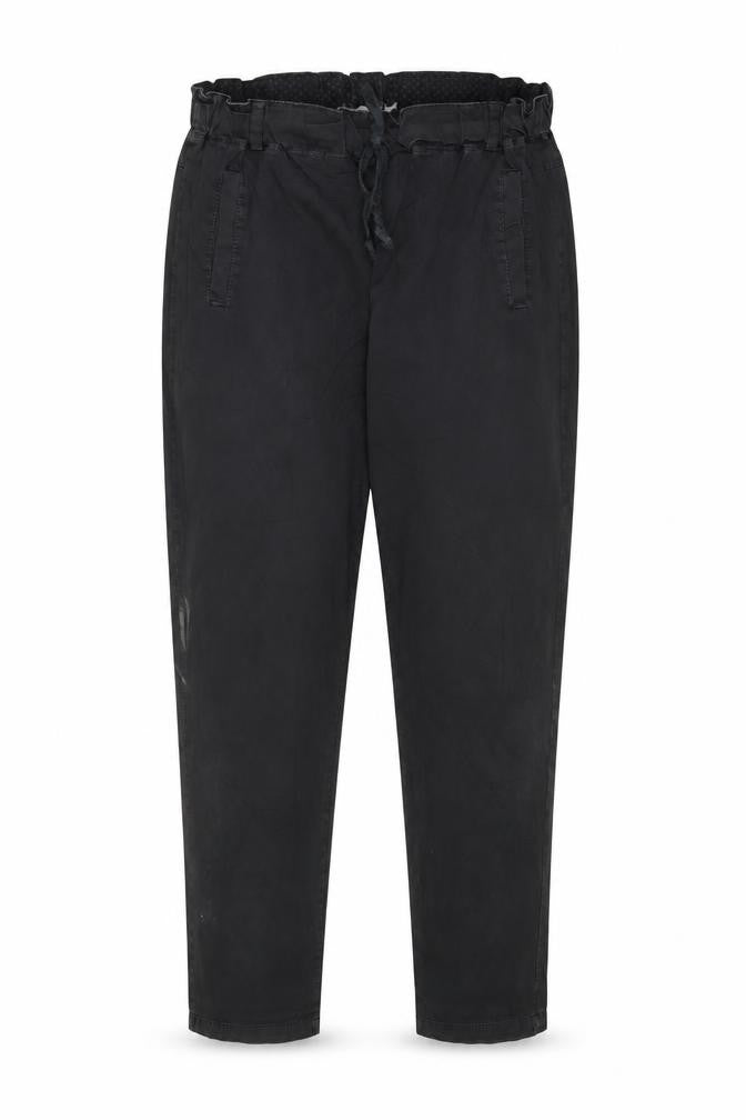 Front view of Kendy & Fededeign women’s black trousers, size L, 26-inch leg