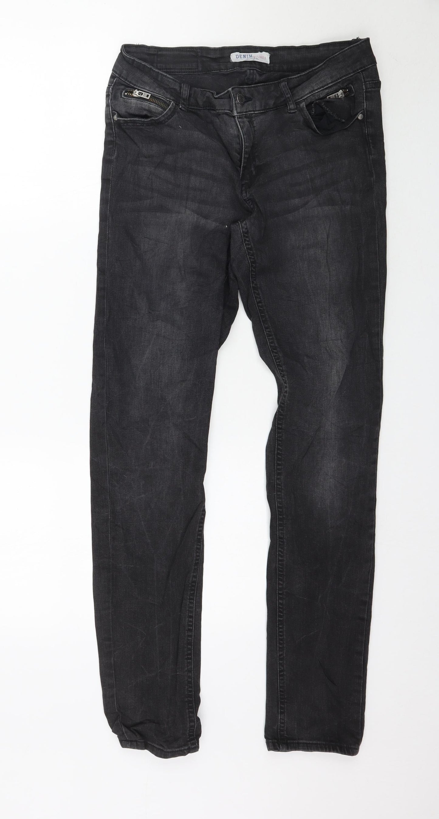 Womens UK Size 30 Preworn Regular Fit Skinny Black Jeans