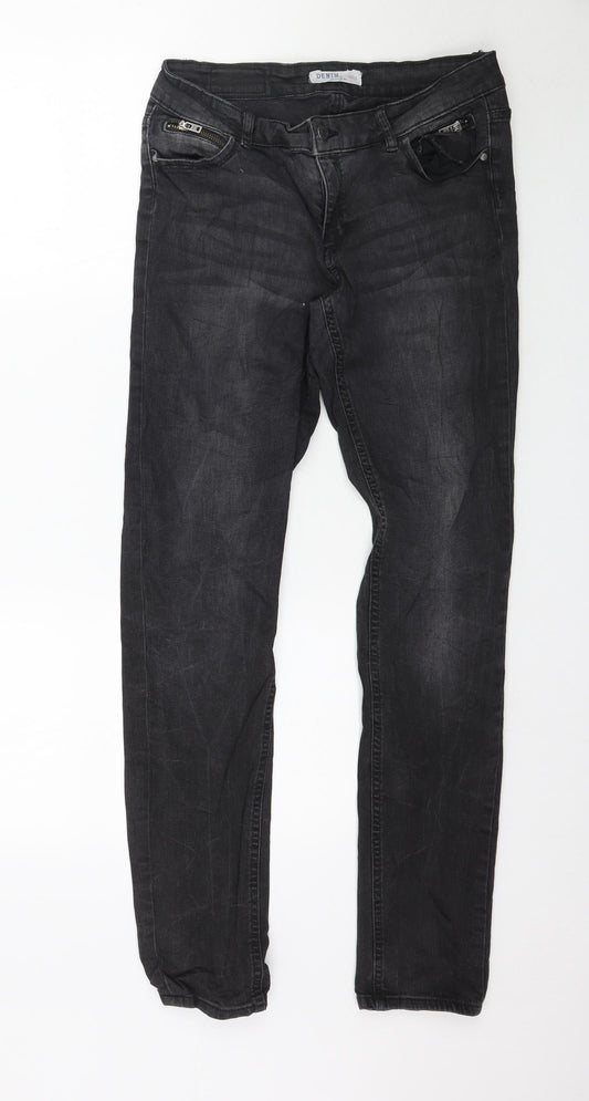 Womens UK Size 30 Preworn Regular Fit Skinny Black Jeans