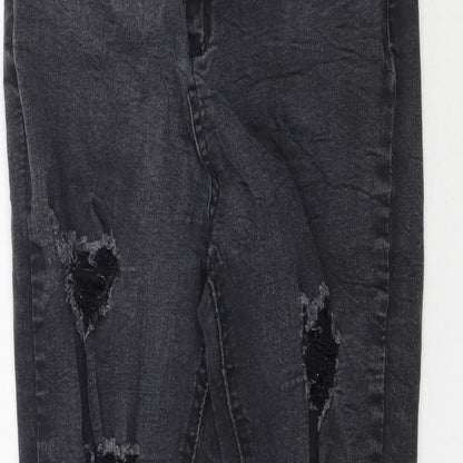 Missguided Womens Grey  Denim Skinny Jeans Size 12 L28 in - Washed black