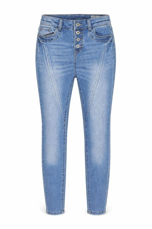 Front view of Denim 1982 women’s blue denim skinny jeans, size UK 8, 31-inch leg