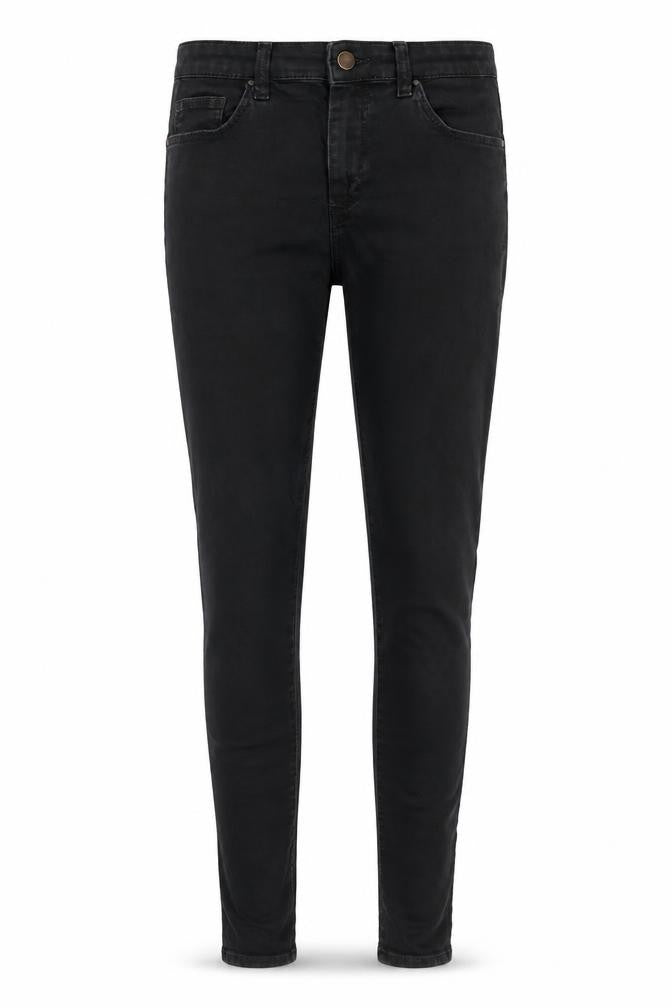 Front view of Topshop women’s black denim skinny jeans, size UK 28, in, 31-inch leg