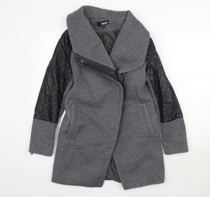 Additional front view of Osley women’s grey overcoat coat, size UK 10