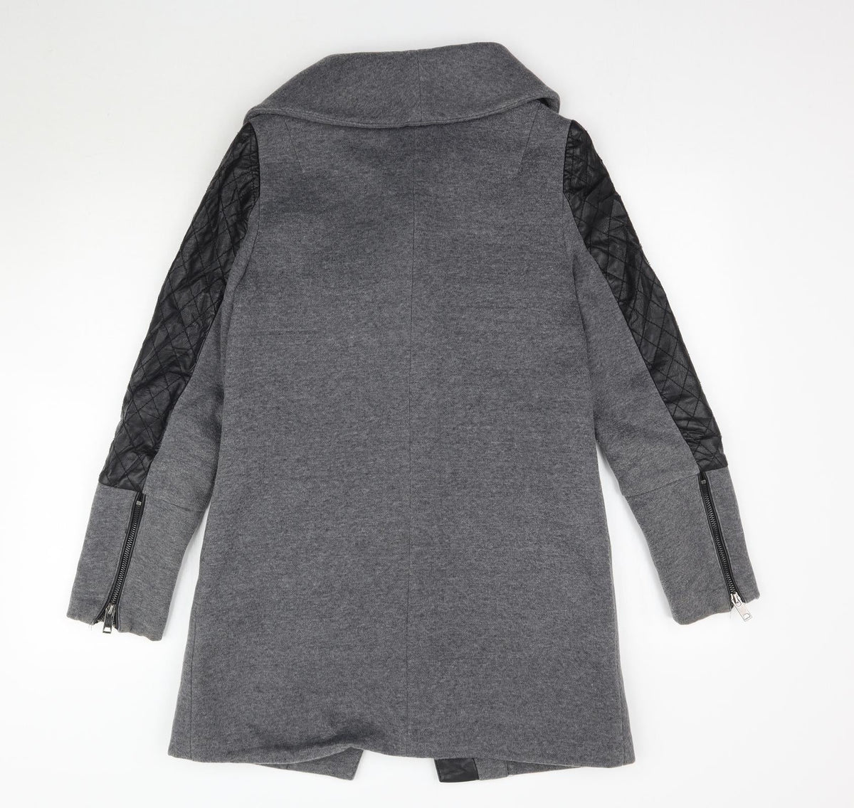 Back view of Osley women’s grey overcoat coat, size UK 10