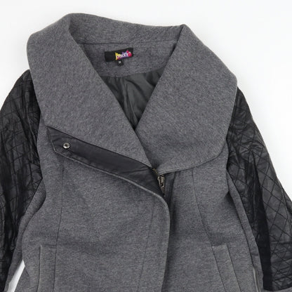 Close-up detail of Osley women’s grey overcoat coat, size UK 10