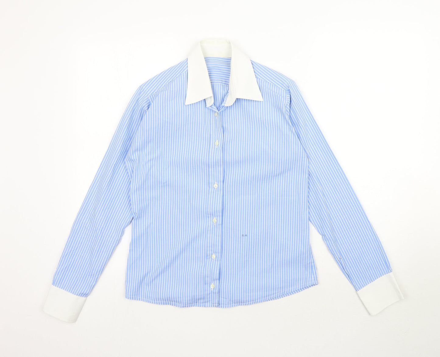 Womens UK Size M Preworn Blue Basic Button-Up