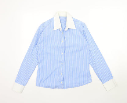 Womens UK Size M Preworn Blue Basic Button-Up