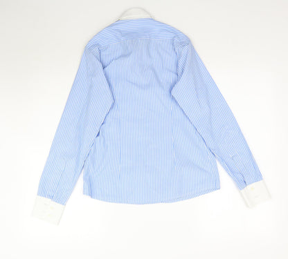 Womens UK Size M Preworn Blue Basic Button-Up