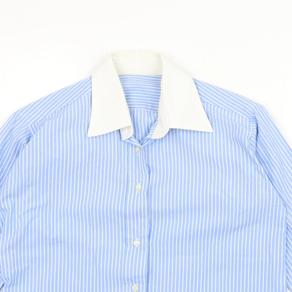 Womens UK Size M Preworn Blue Basic Button-Up