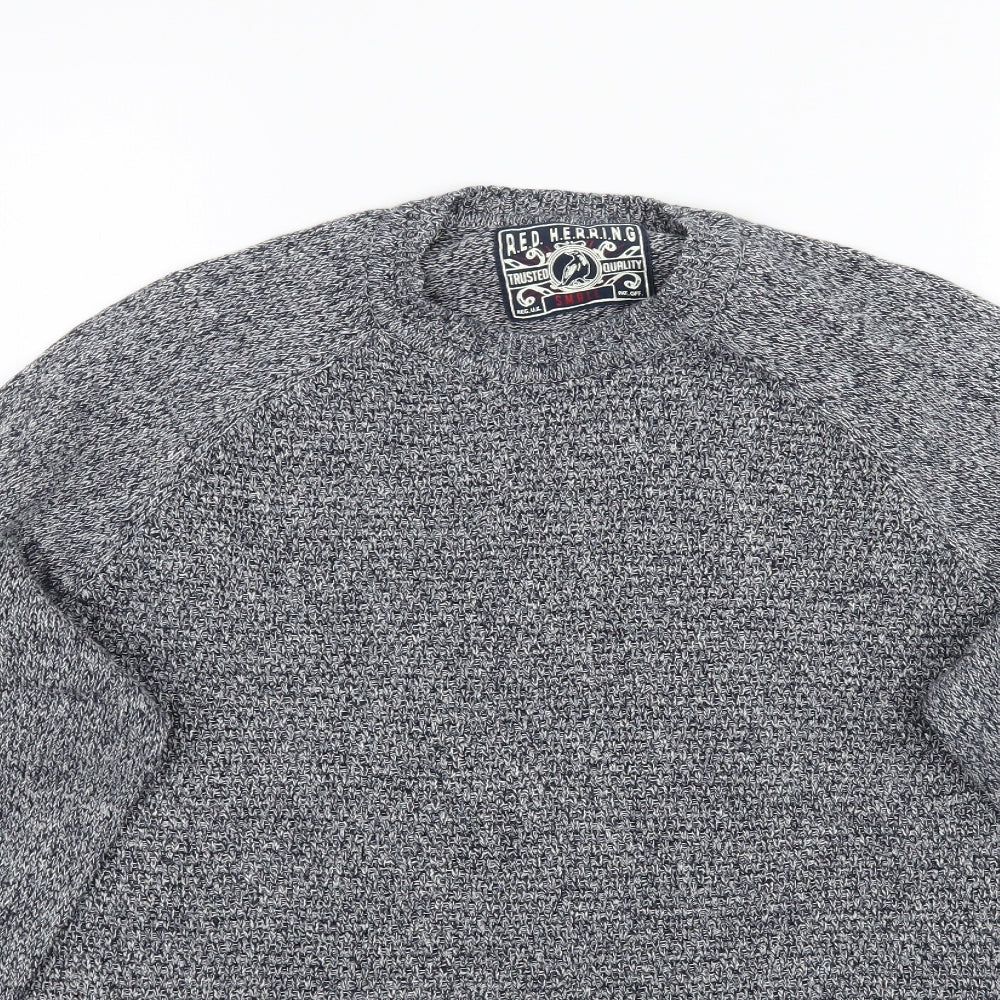 Womens UK Size S Red Herring Grey Pullover Jumper